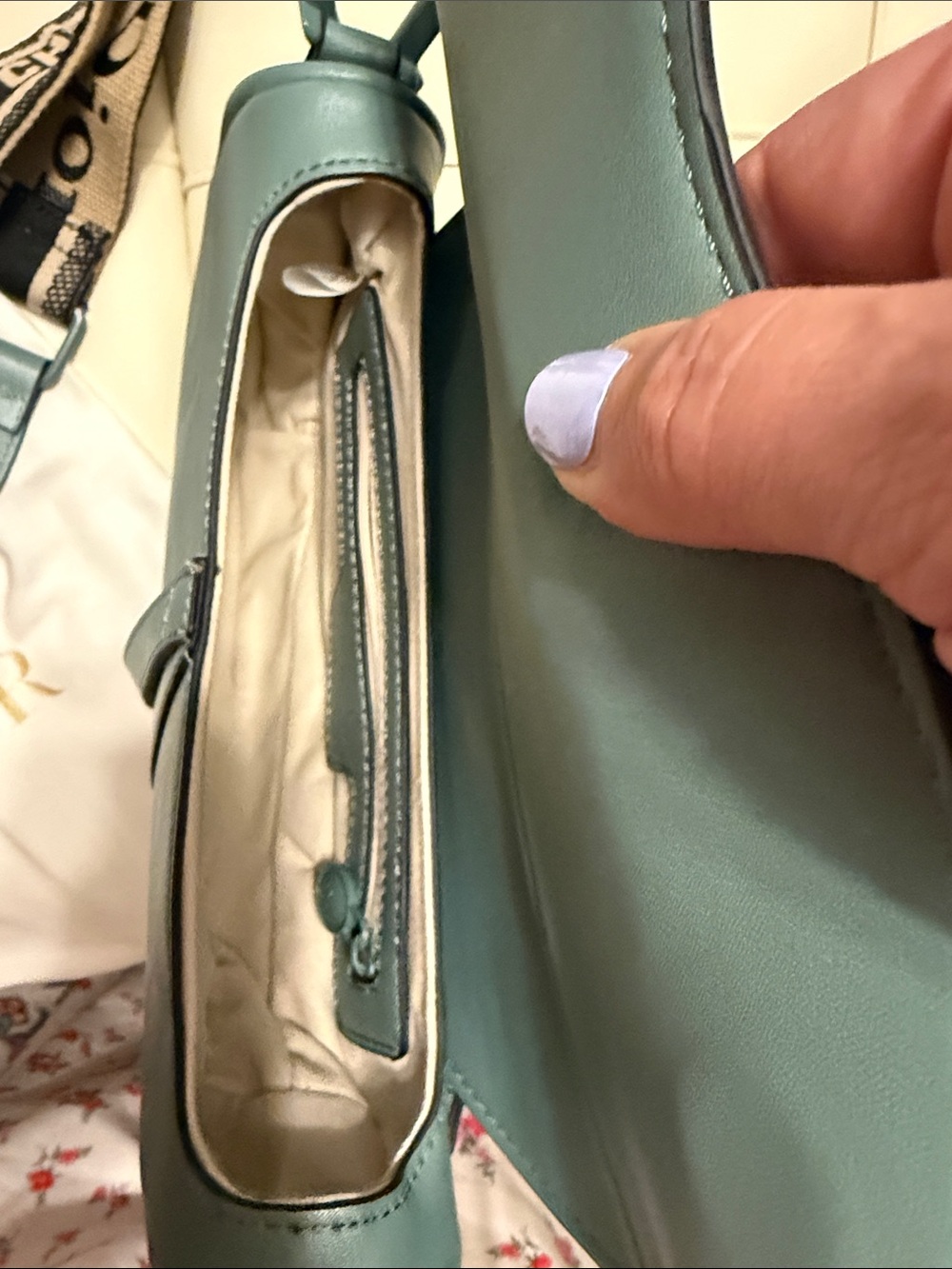 FASHION!!! Sage Green Saddle Crossbody with Signature Strap - Picture 6 of 7
